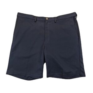 Haggar Flat Front Expandable Waist Shorts Navy Blue, Size 42